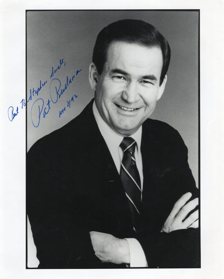 Pat Buchanan USA Politics White House Aide Large Hand Signed Photo