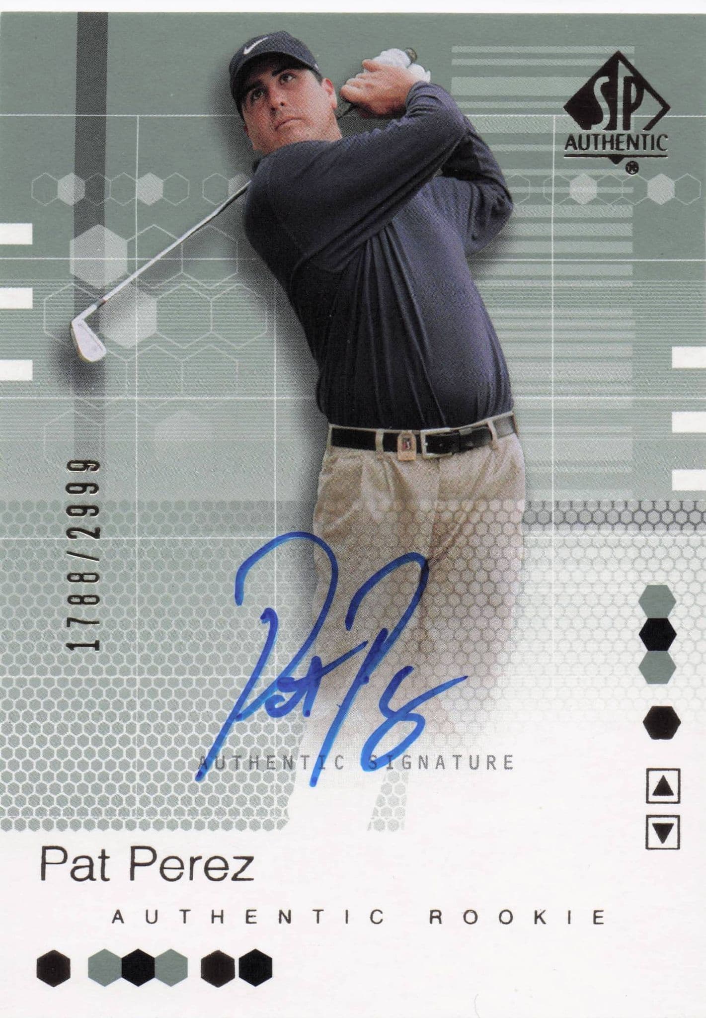 Pat Perez Authentic Rookie 2002 Golf SP Hand Signed Autograph Card
