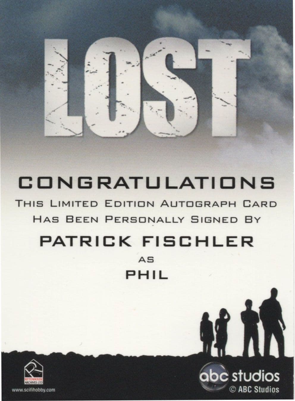 Patrick Fischler Lost TV Show Official Hand Signed Autograph Card