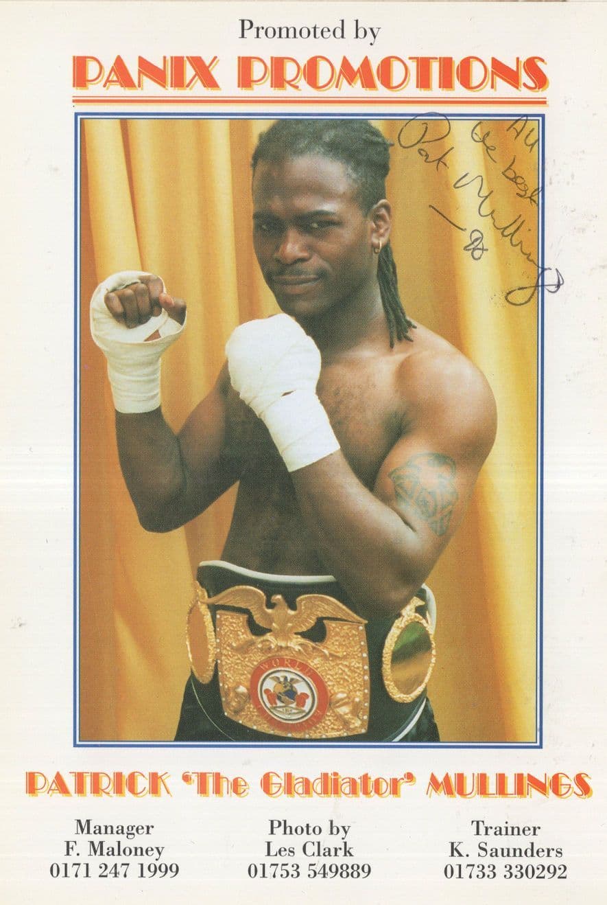Patrick Mullings Hand Signed Official Frank Maloney Boxing Publicity Card