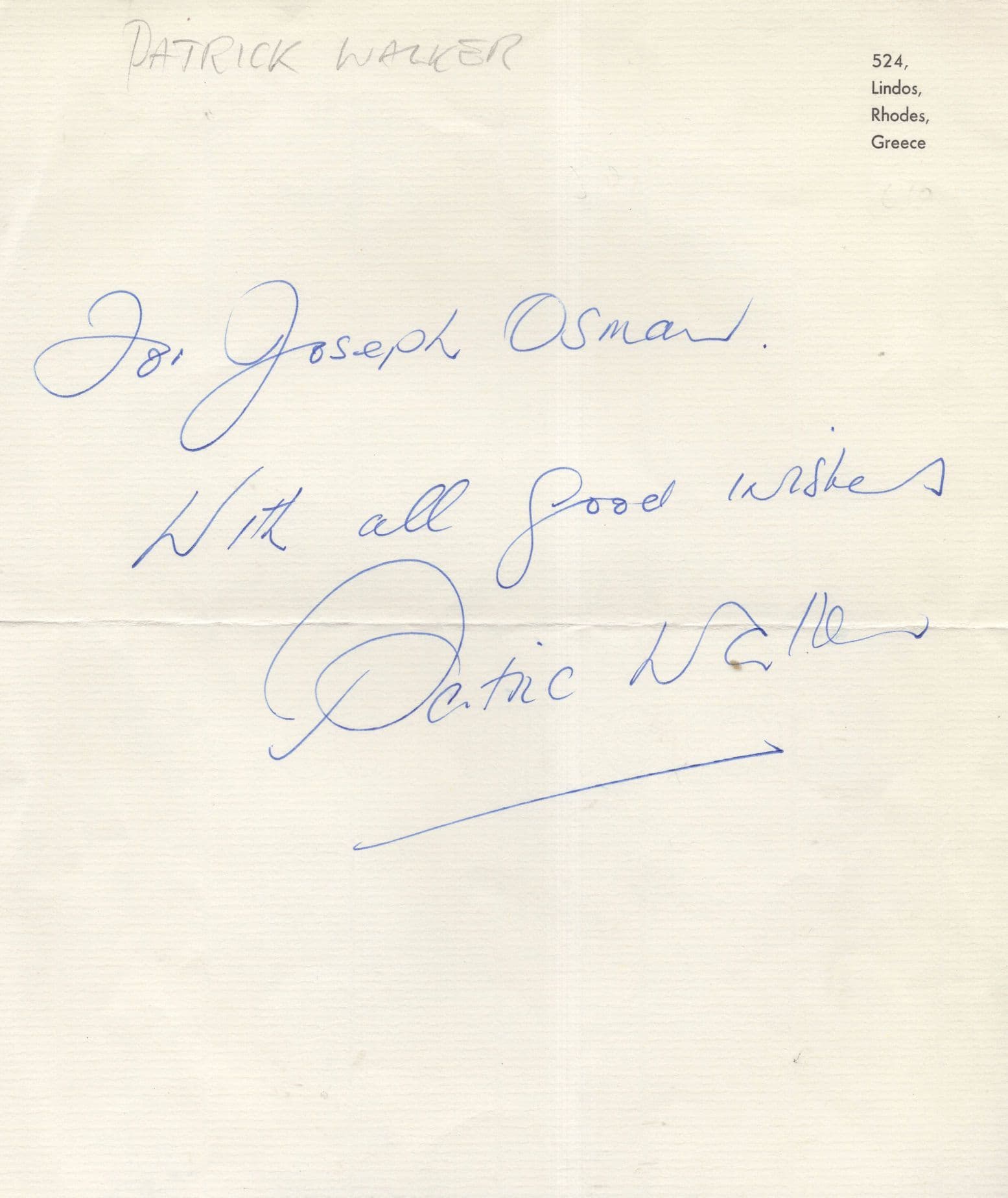 Patrick Walker BBC WW2 Radio MP BFI Chairman Hand Signed Letter