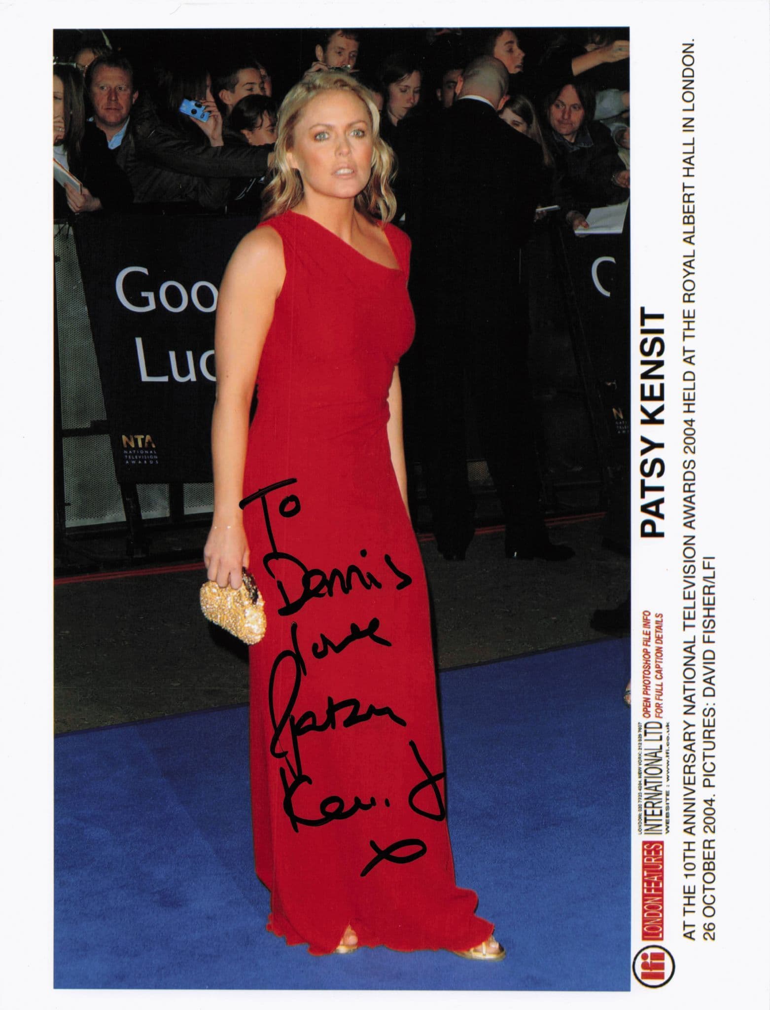 Patsy Kensit 2004 National Television Awards 10x8 Hand Signed Photo