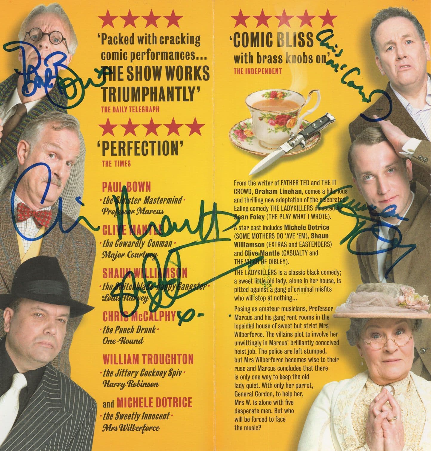 Paul Bown Clive Mantle Shaun Williamson 3x Hand Signed Theatre Flyer