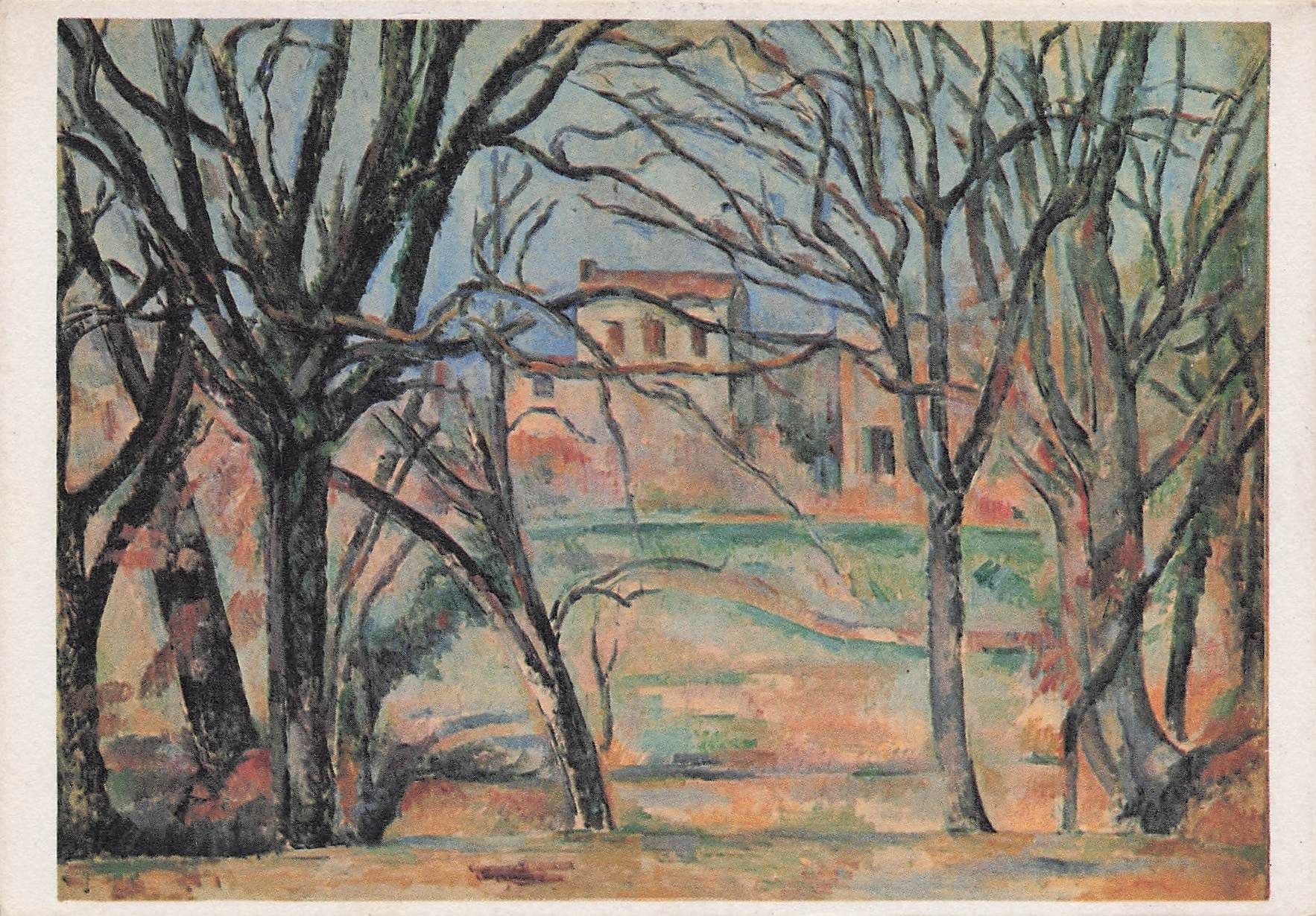 Paul Cezanne Trees & Houses Painting Postcard