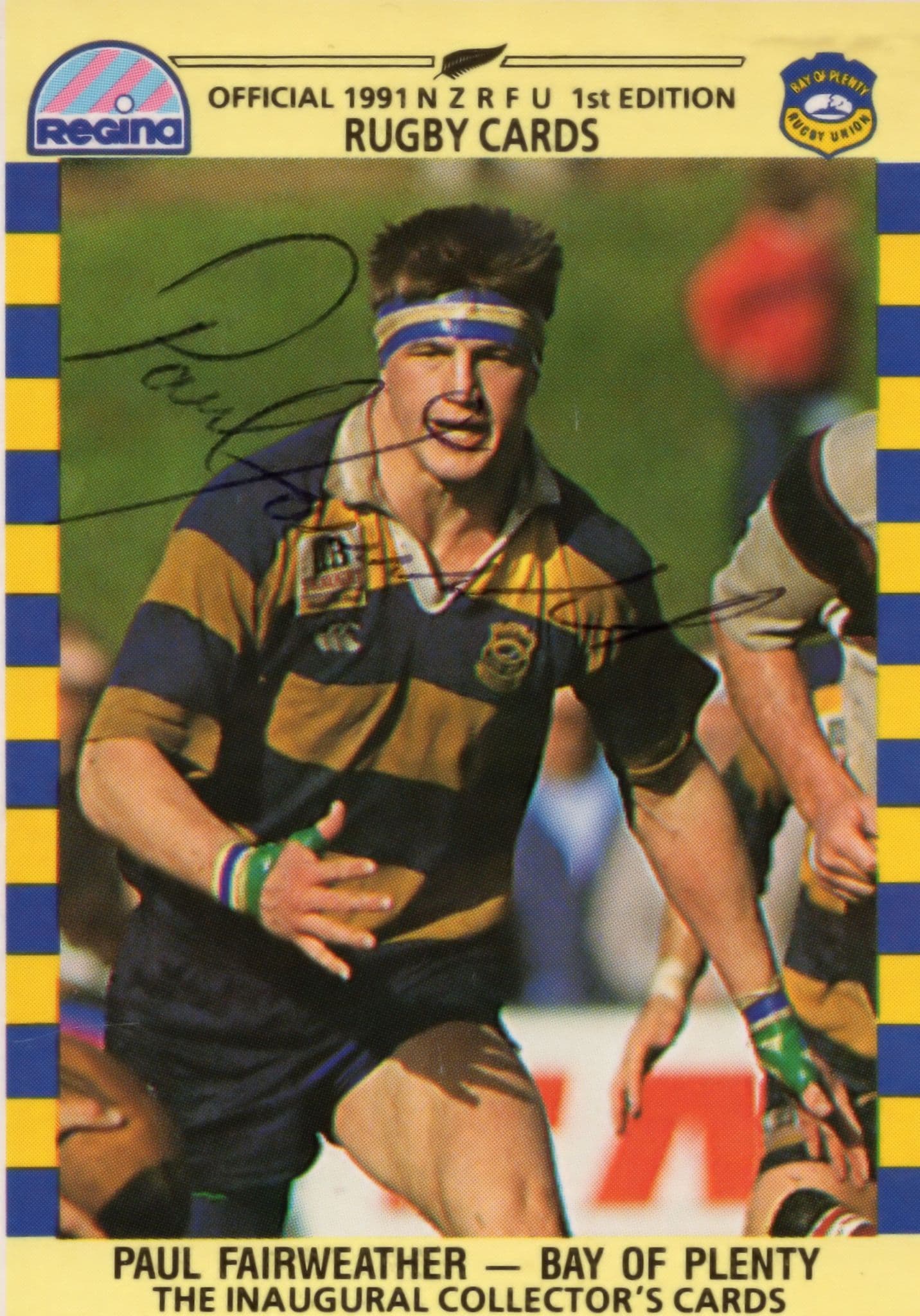 Paul Fairweather Bay Of Plenty Team 1991 New Zealand Rugby Hand Signed Card Photo