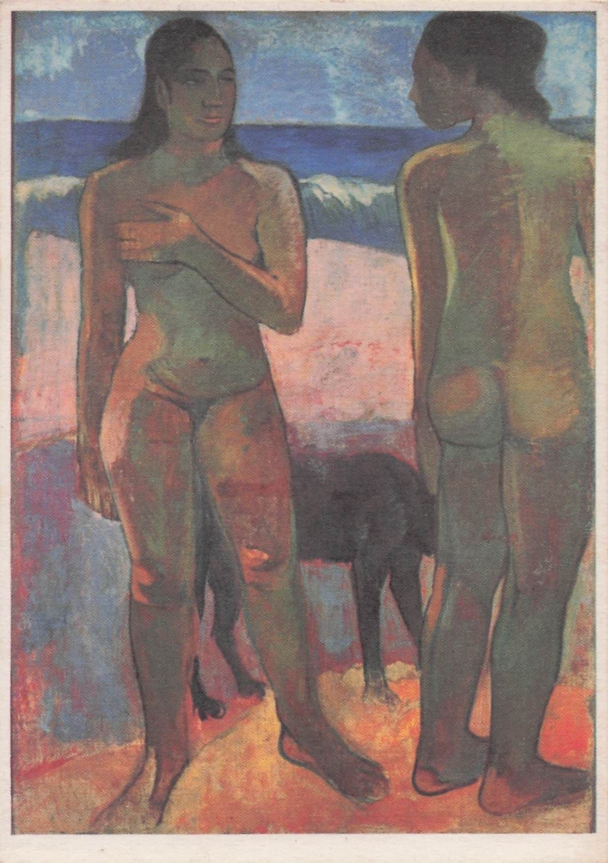 Paul Gauguin Two Figures On A Tahiti Beach Painting Postcard