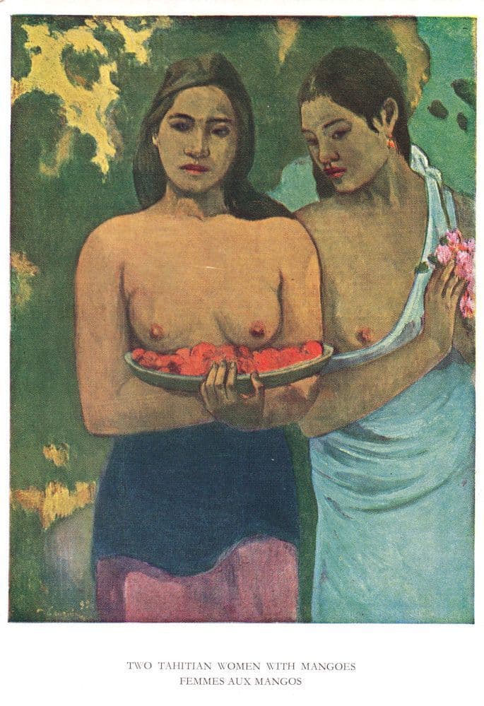 Paul Gauguin Two Tahitan Women With Mangoes Medici Painting Postcard
