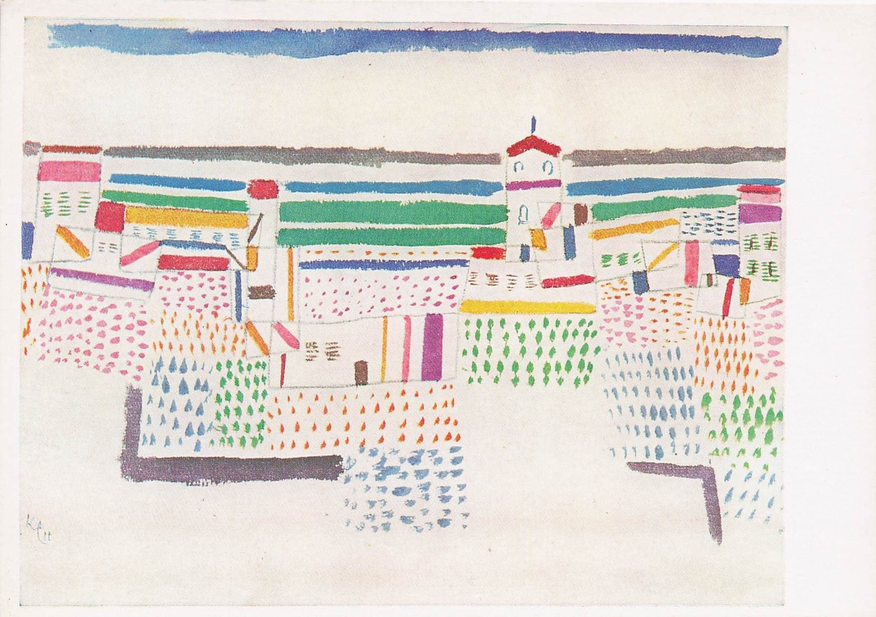 Paul Klee Seaside Town In The South Of France Painting Postcard