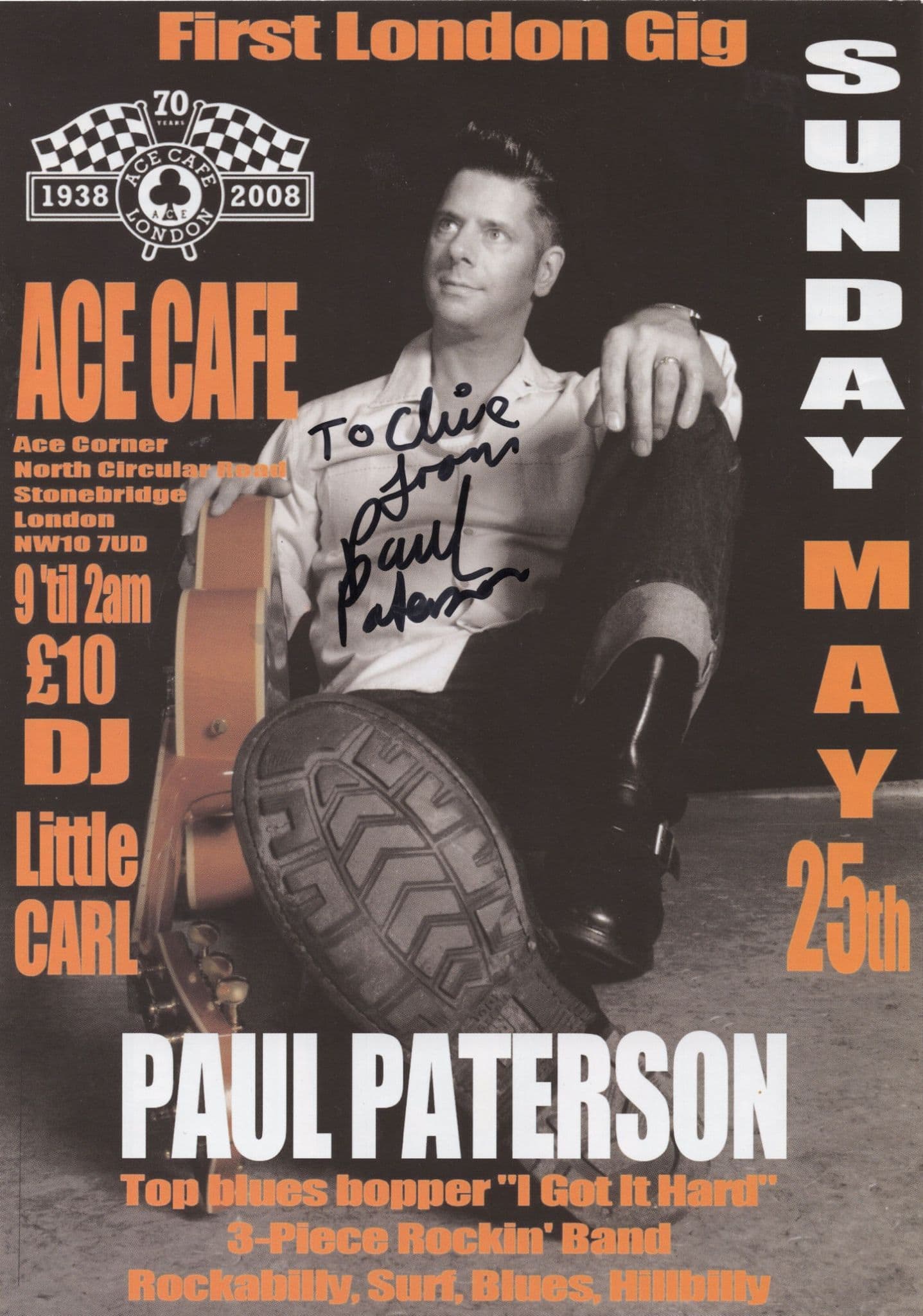 Paul Paterson Blues Hopper Guitar 1st Concert Live Hand Signed Flyer