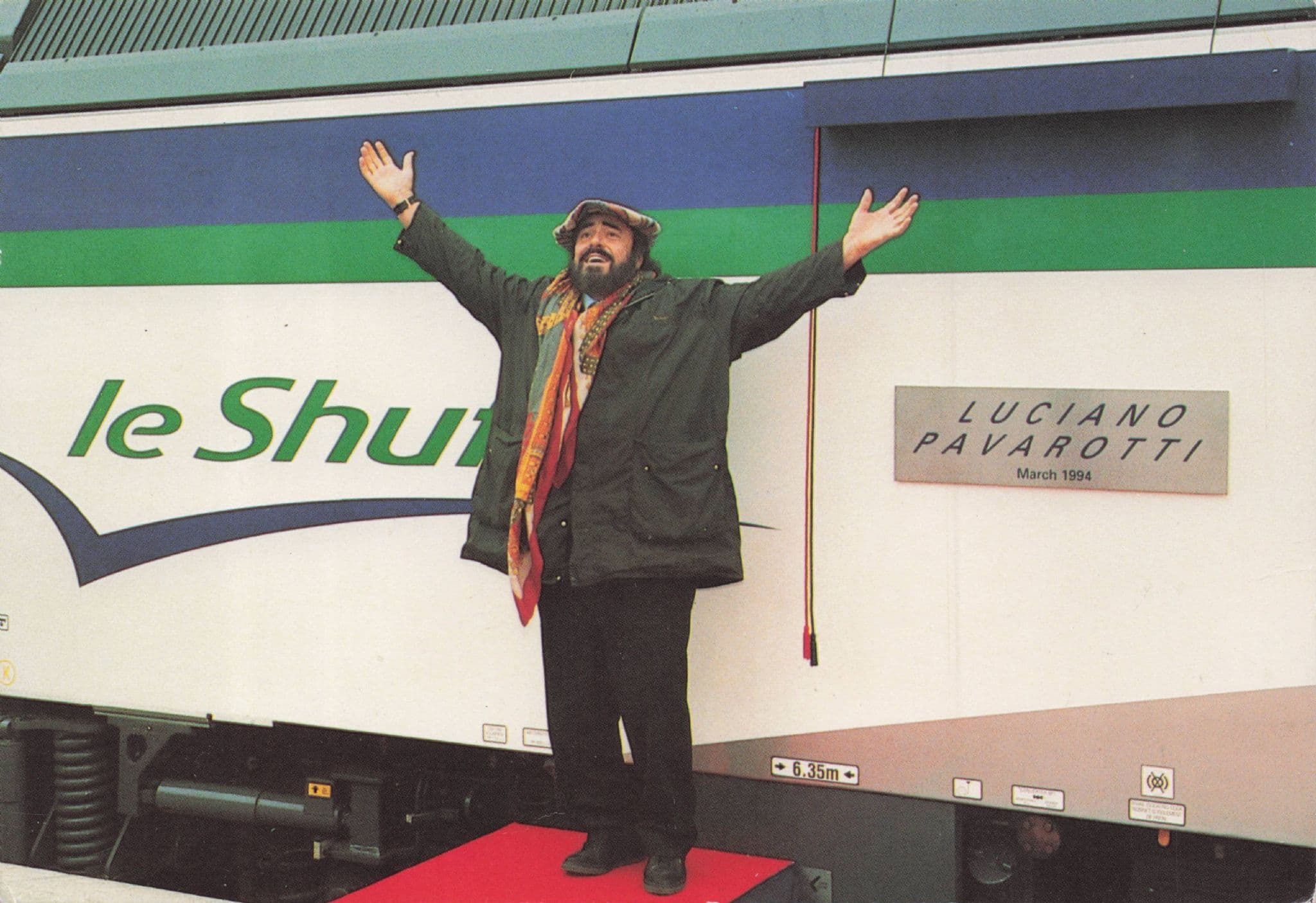 Pavarotti at Euro Shuttle Train Opera Singer Music Rare Postcard