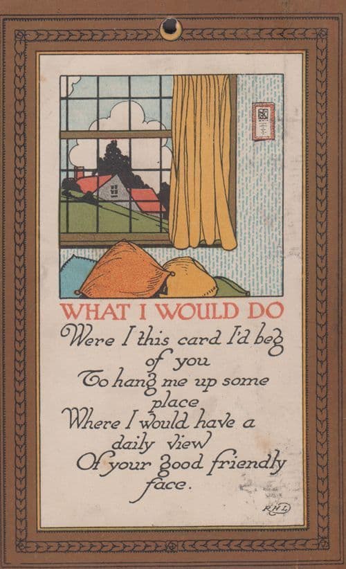 Peeping Tom If Was A Card I Want To Be Pinned On Your Wall Poem Antique Postcard