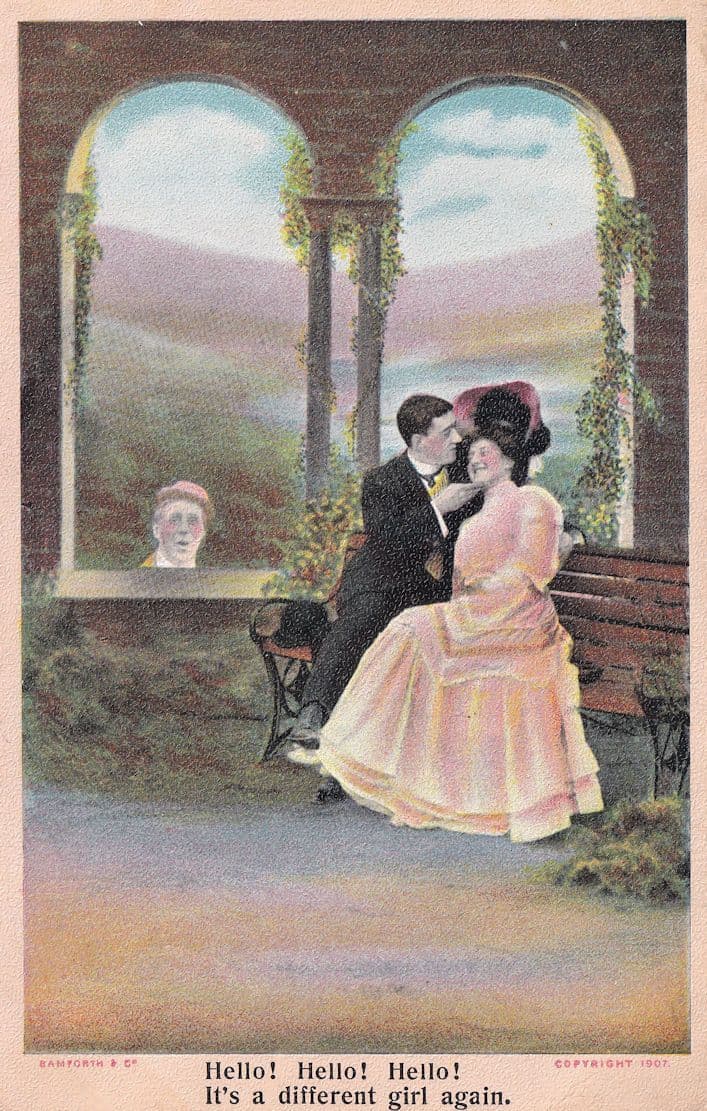 Peeping Tom Its A Different Girl Again Comic Bamforth Postcard