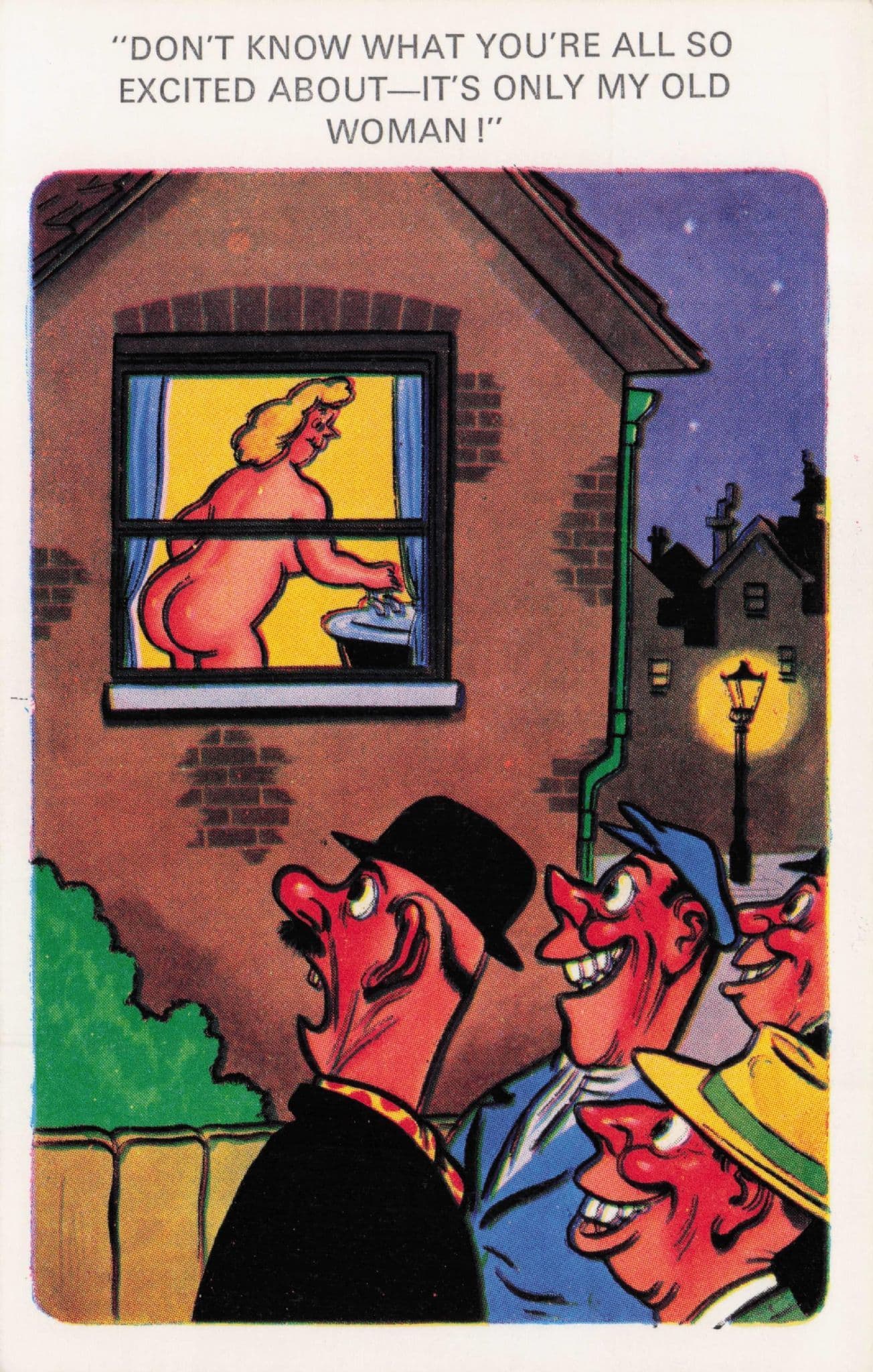Peeping Tom Party Sexy Lady Wife Stripping Old Comic Postcard
