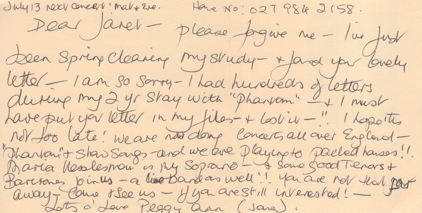 Peggy Ann Jones Opera The Mikado Soprano Hand Signed Letter