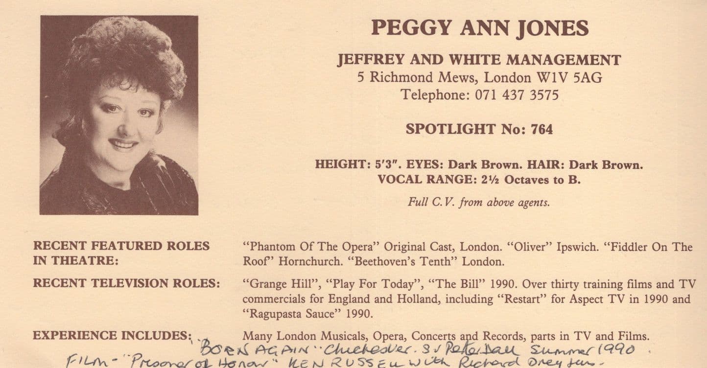 Peggy Ann Jones Opera The Mikado Soprano Hand Signed Letter