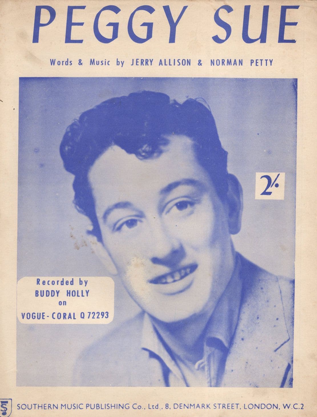 Peggy Sue Buddy Holly RARE UK 1st Edition Sheet Music