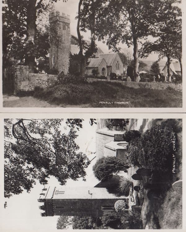 Penally Church 2x Vintage Real Photo Welsh Postcard s