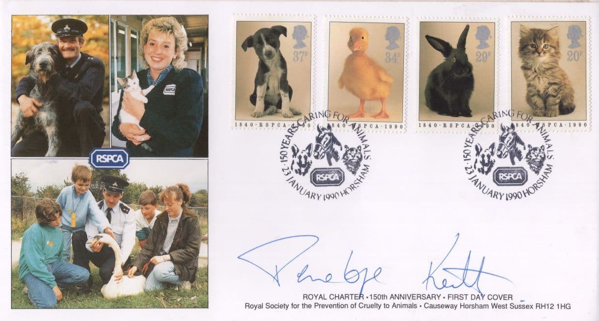 Penelope Keith RSPCA Rare 1990 Hand Signed First Day Cover