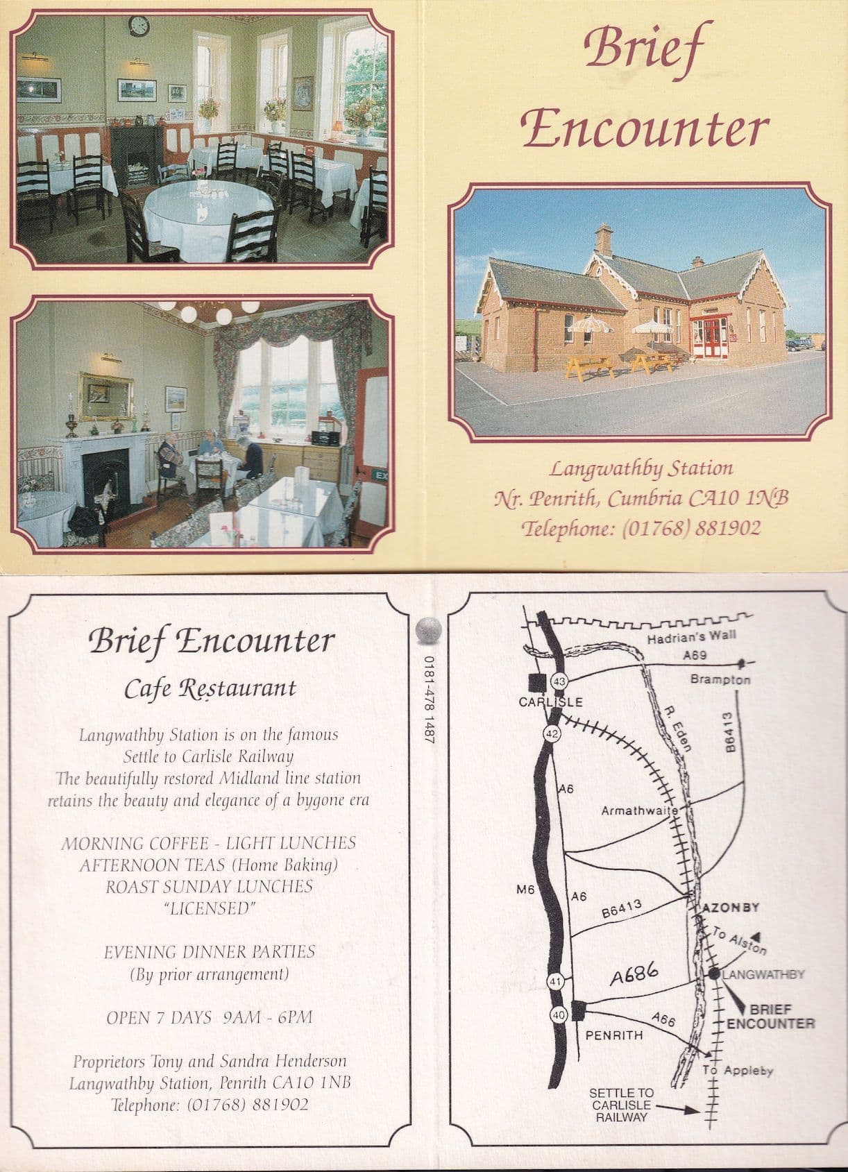 Penrith Langwathby Cumbria Station Hotel Restaurant Map Postcard