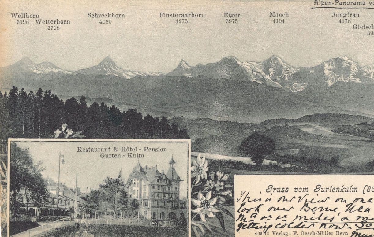 Pension Gurten Kulm Switzerland Rare Old 1909 Postcard