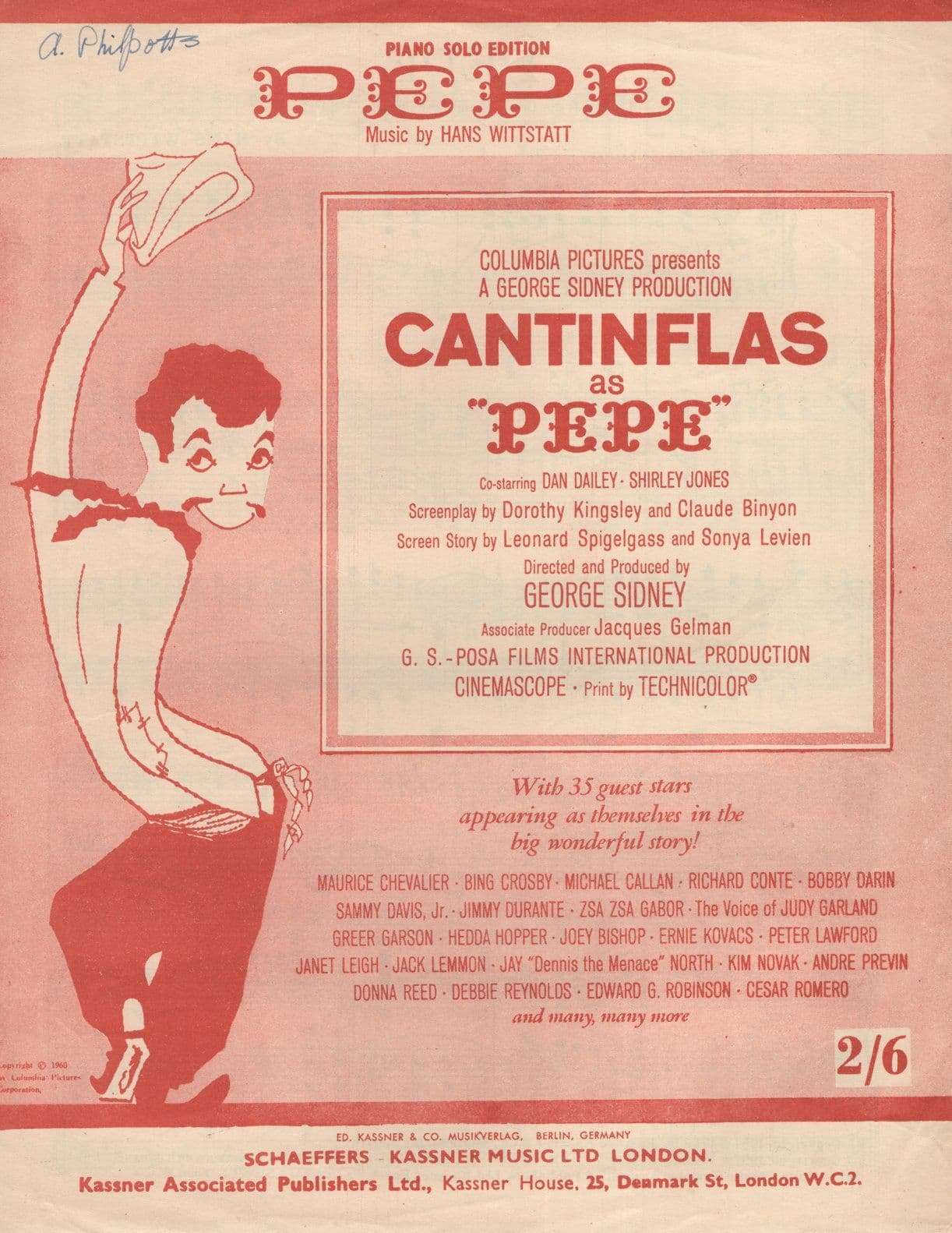 Pepe Cantinflas George Sidney Film Vintage Rare Sheet Music