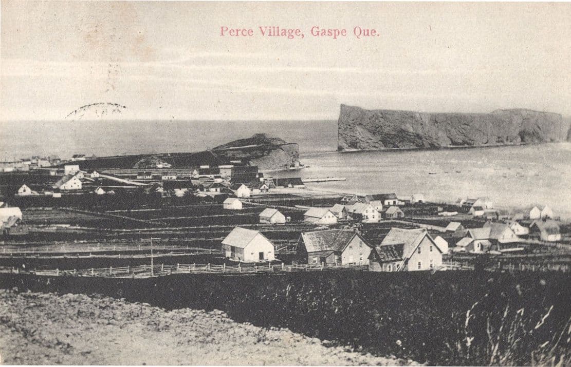 Perce Village Gaspe Que Canada Antique Postcard