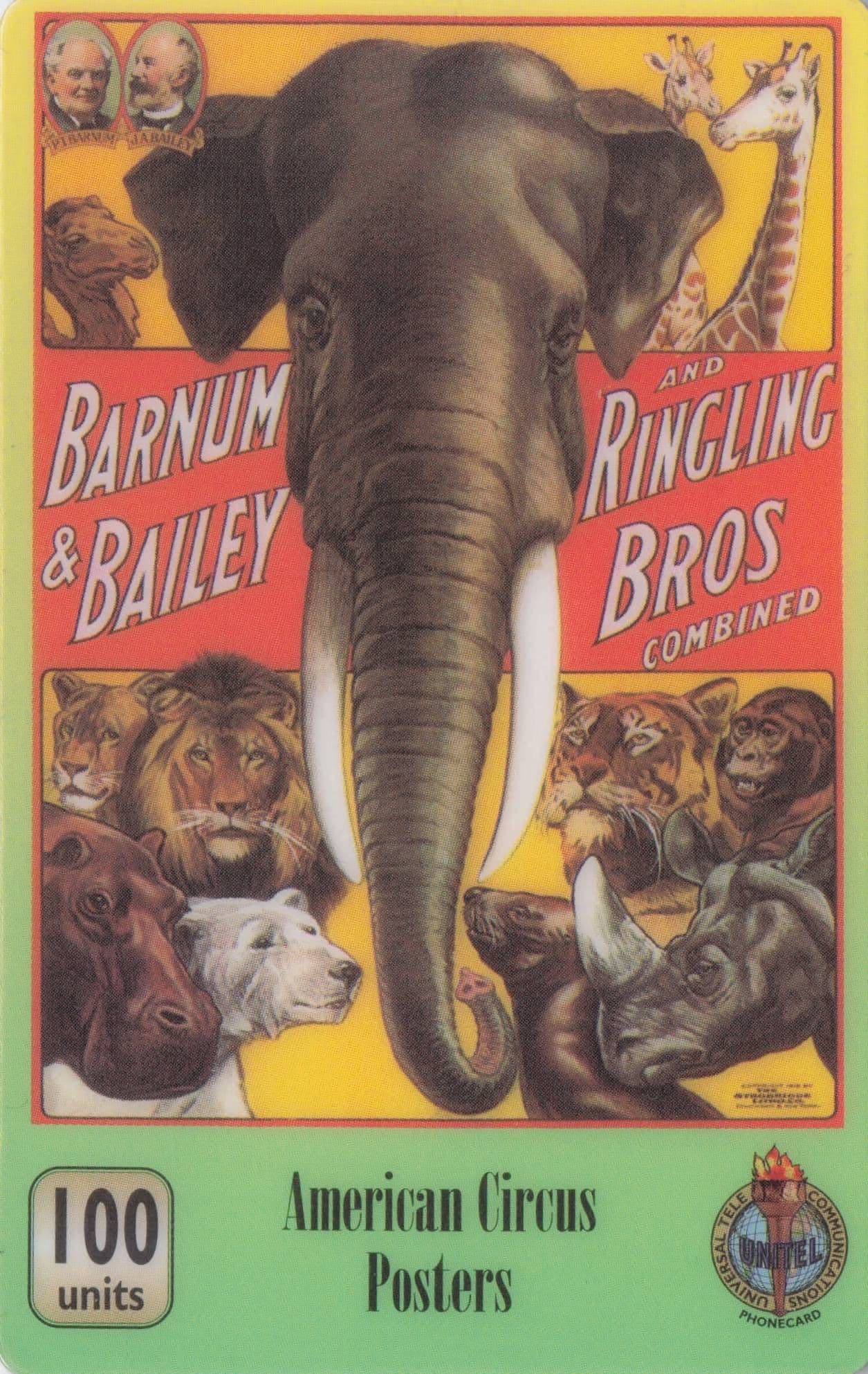 Performing Giant Elephants Lions Barnum & Bailey Rare Circus Phonecard