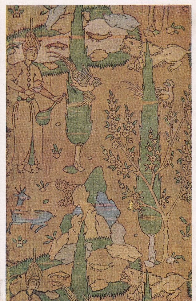 Persian Landscape Silk Tissue Safavian Victoria & Albert London Museum Old Postcard