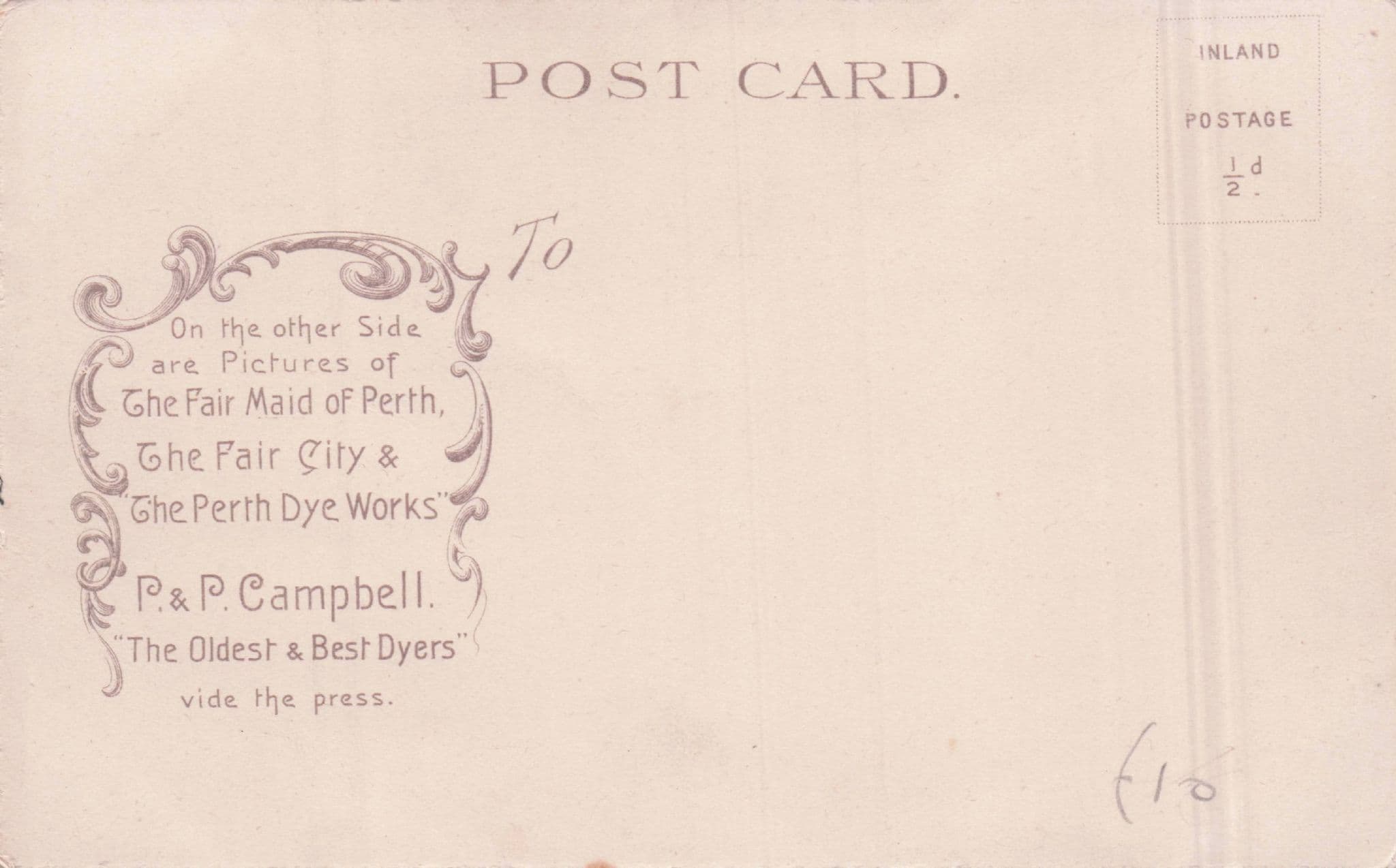 Perth Dye Works Scotland Antique Glamour Drawing Advertising Postcard