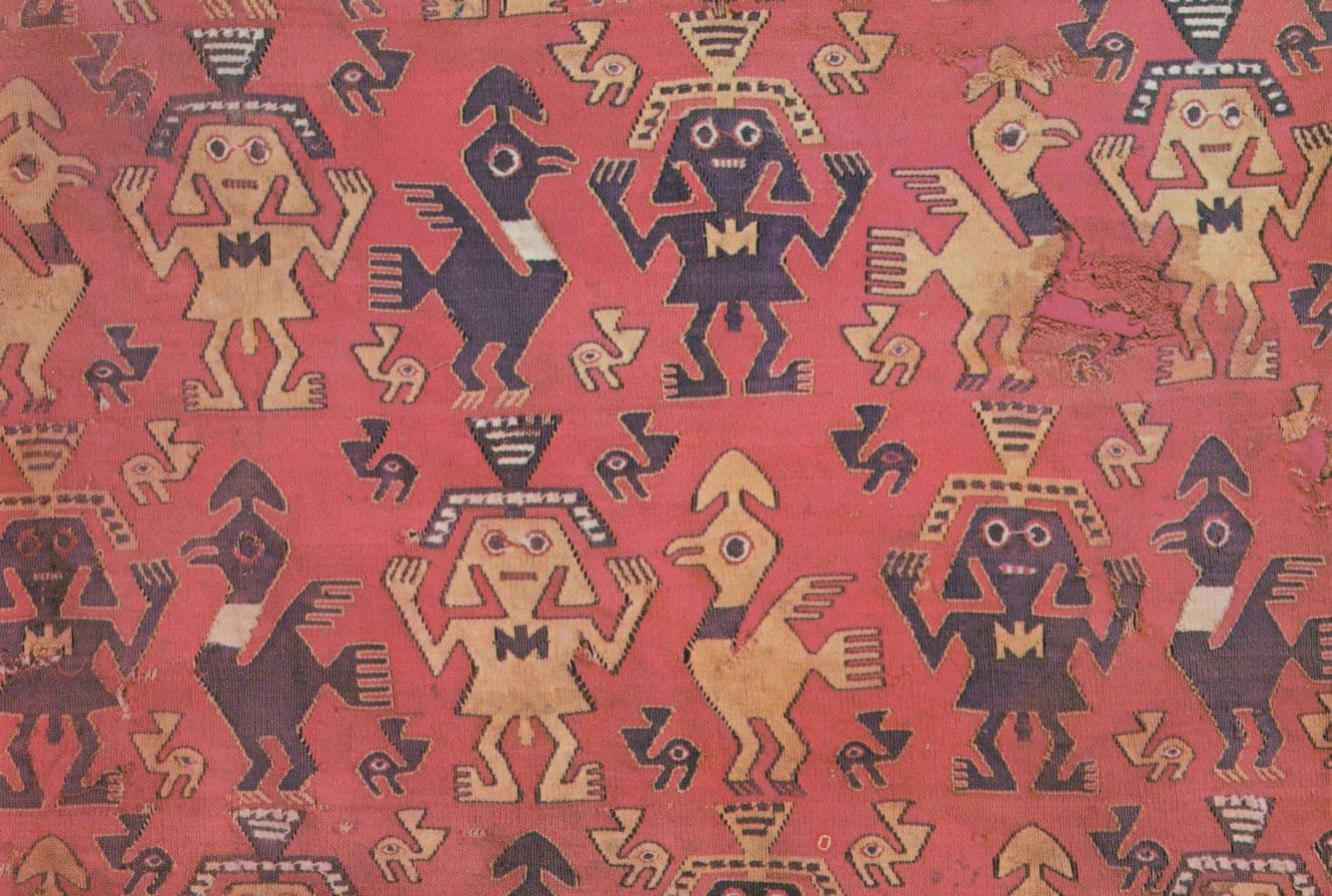 Peru Aztec 3rd Century Antique Fabric Embroidery Postcard