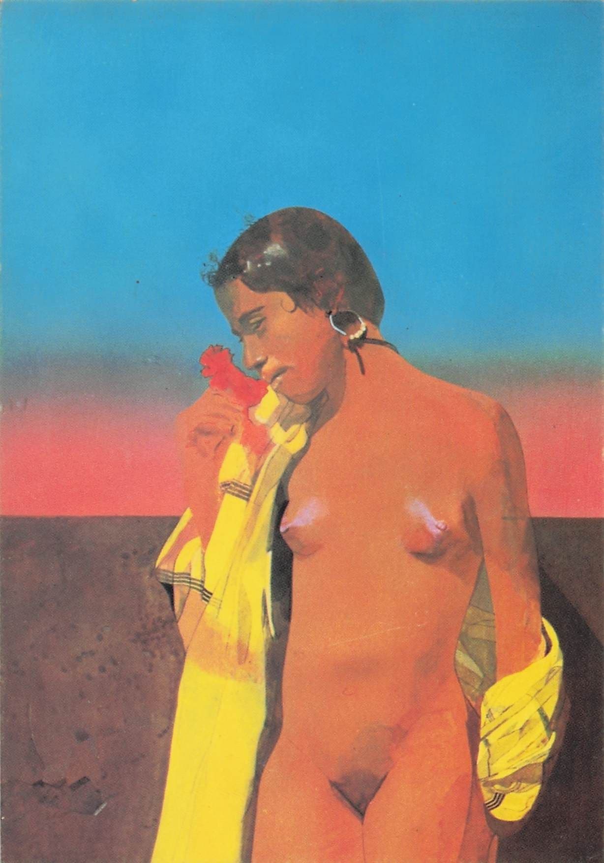 Peter Blake Girl With Flower Painting Postcard