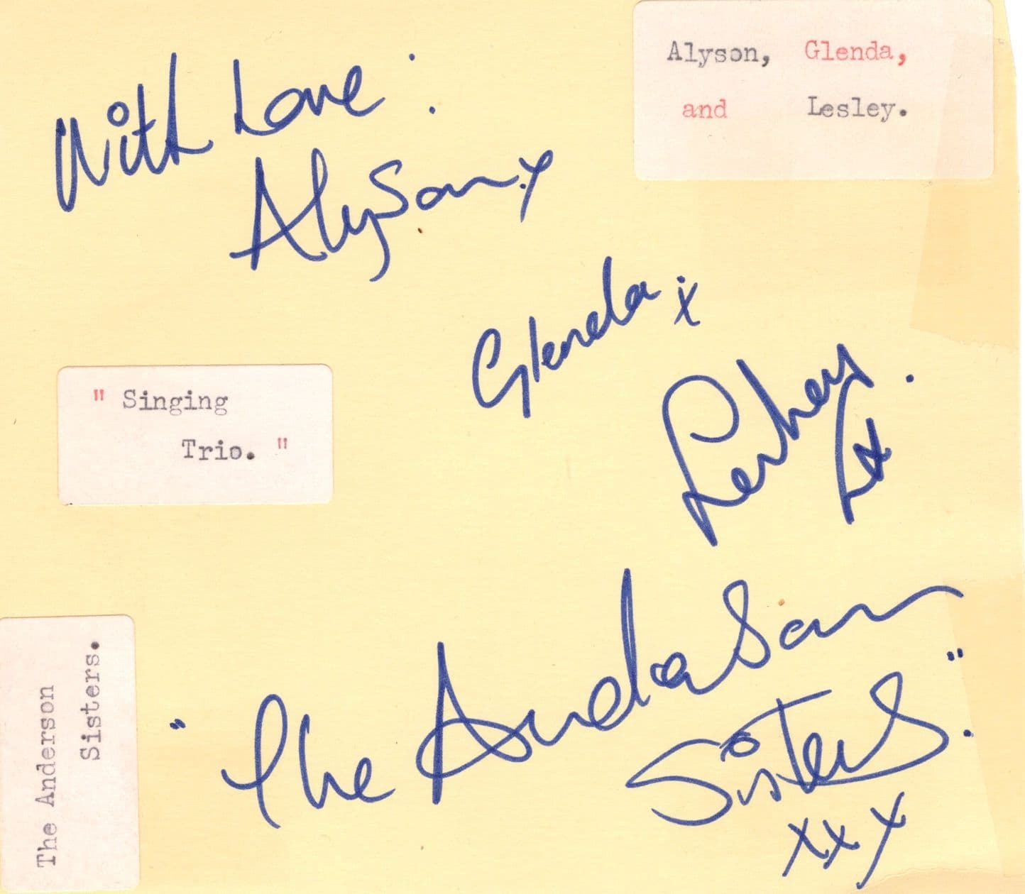 Peter Dulay Candid Camera The Anderson Sisters 2x Autograph s