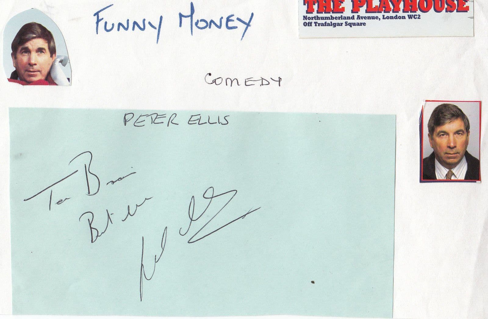 Peter Ellis Funny Money Fans Hand Signed Ephemera