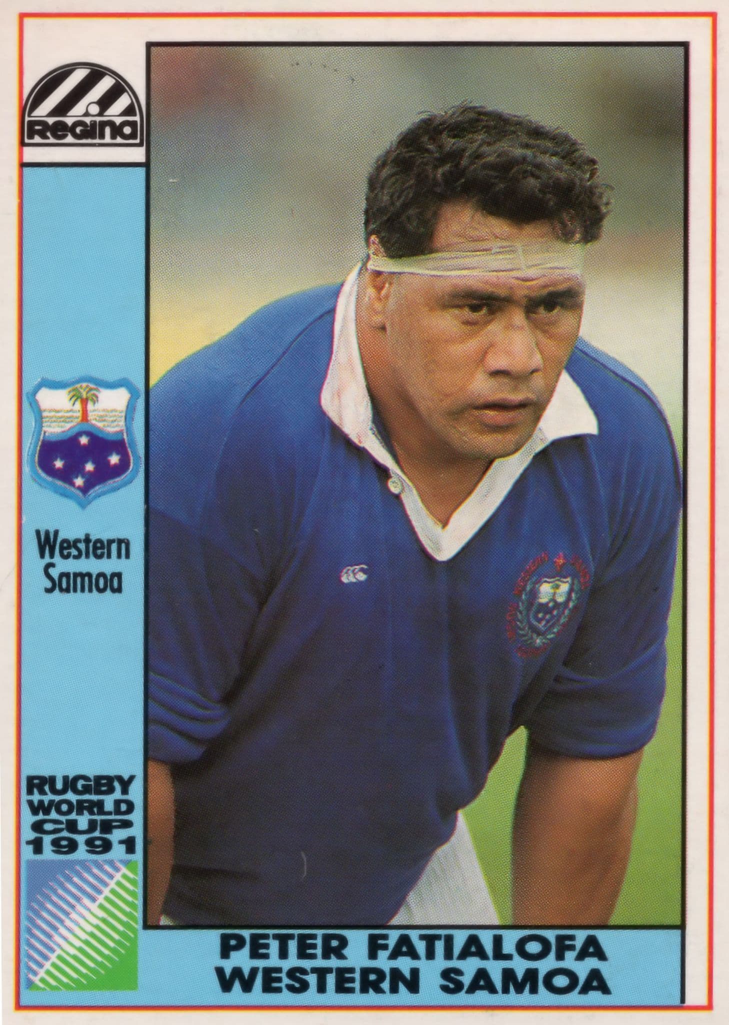Peter Fatialofa Western Samoa Hand Signed Rugby 1991 World Cup Card Photo
