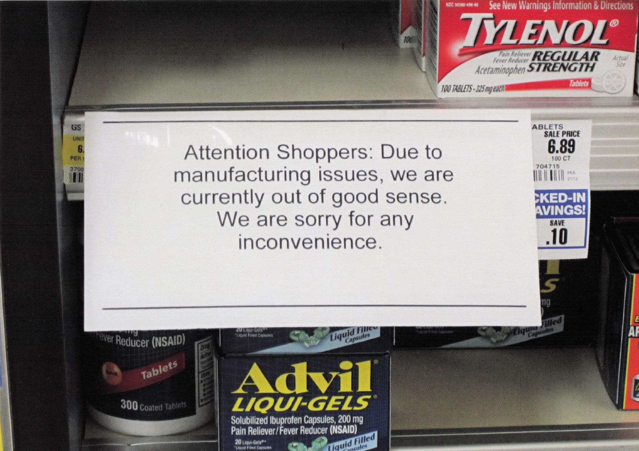 Pharmacy Chemist Sold Out Of Good Sense Comic American Shop Sign Postcard