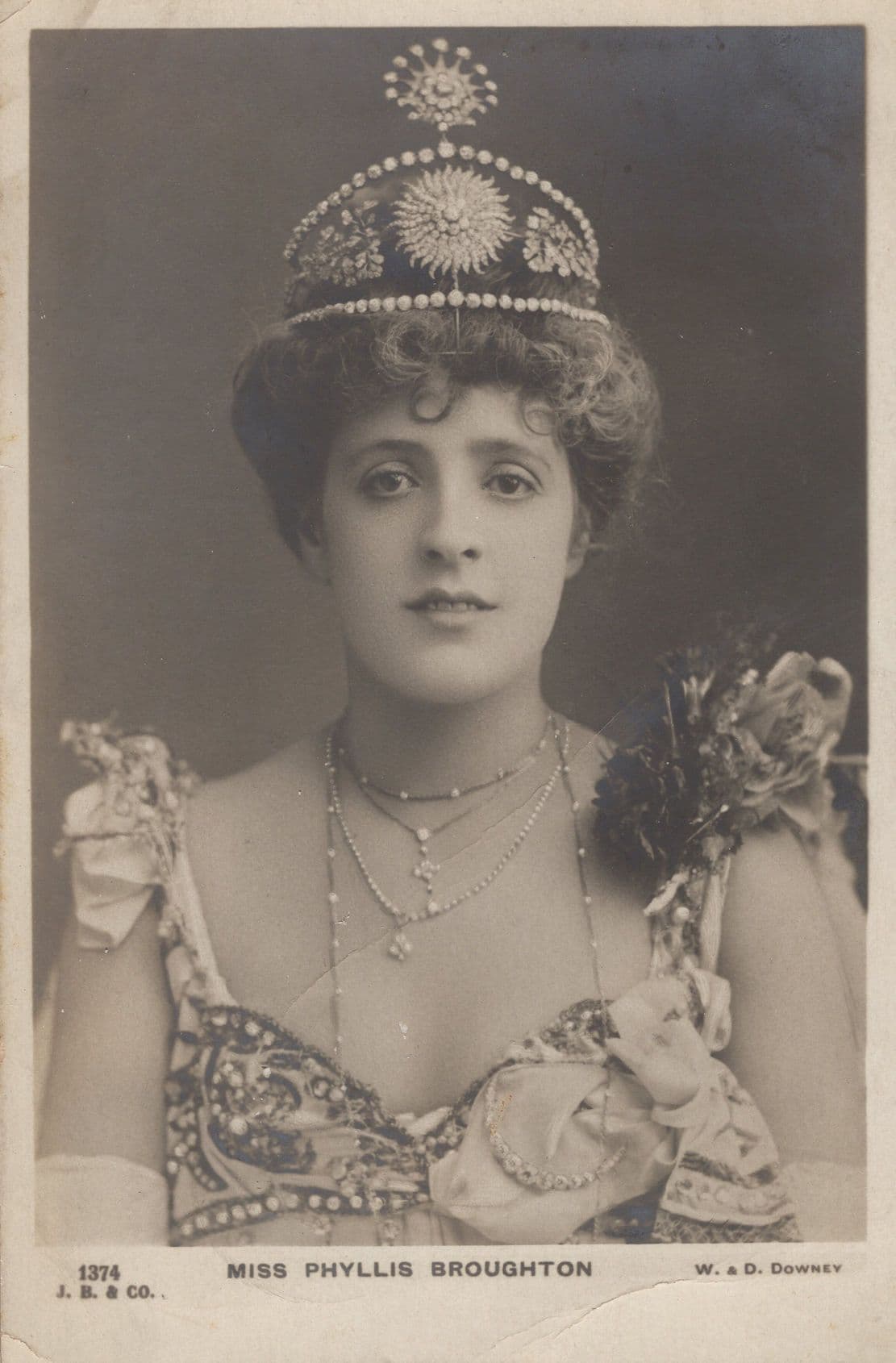 Phyllis Broughton Actress Beauty Queen Diamond Royal Crown Postcard