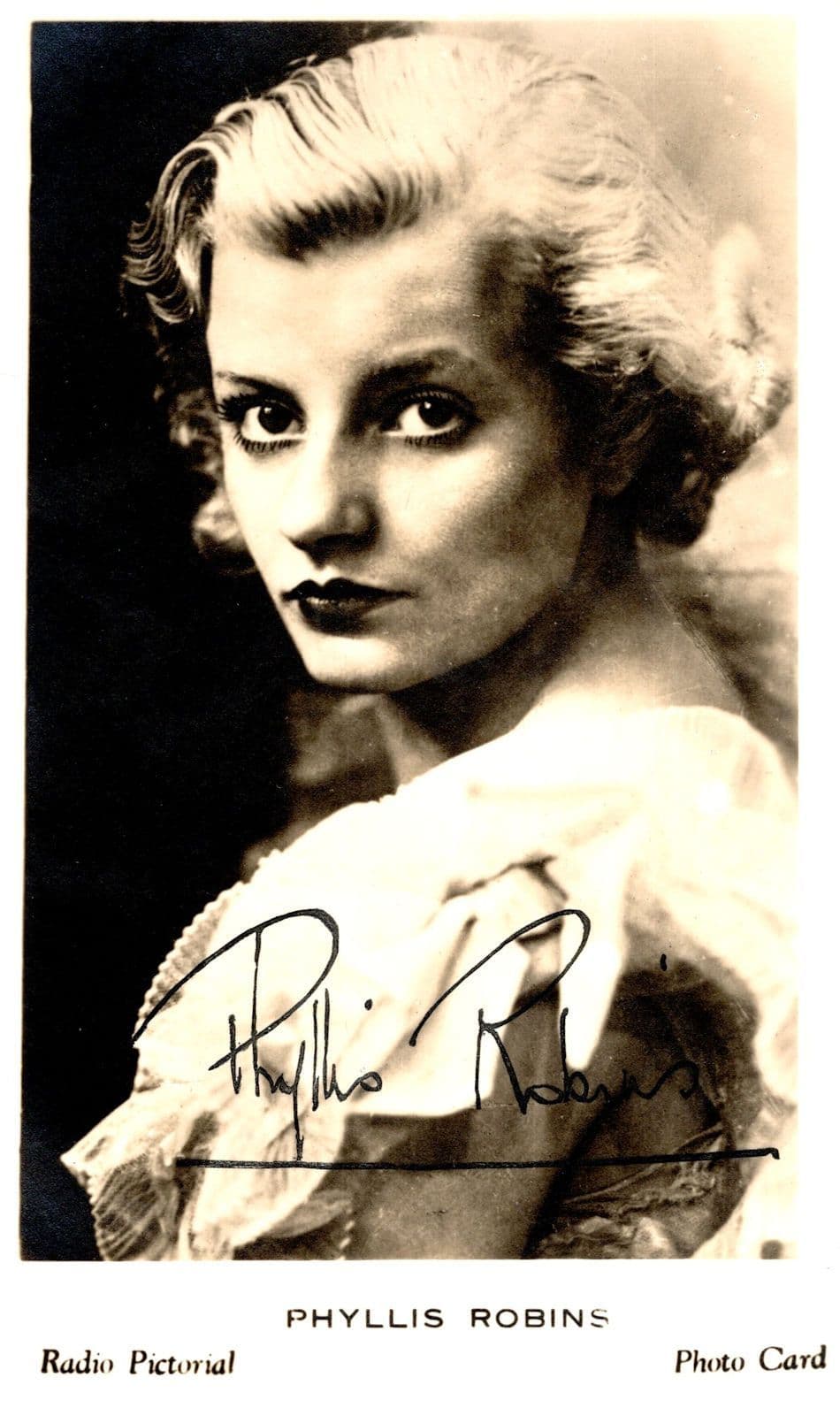 Phyllis Robins Radio Pictorial Hand Signed Old Rare Photo Card