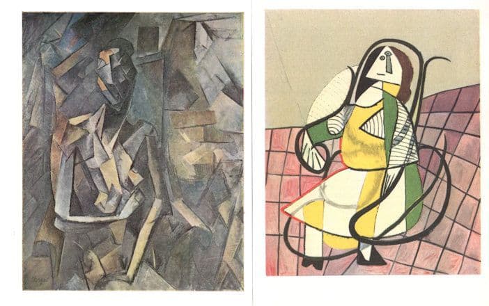 Picasso Woman In A Raking Chair Seated Nude 2x Painting Postcard s