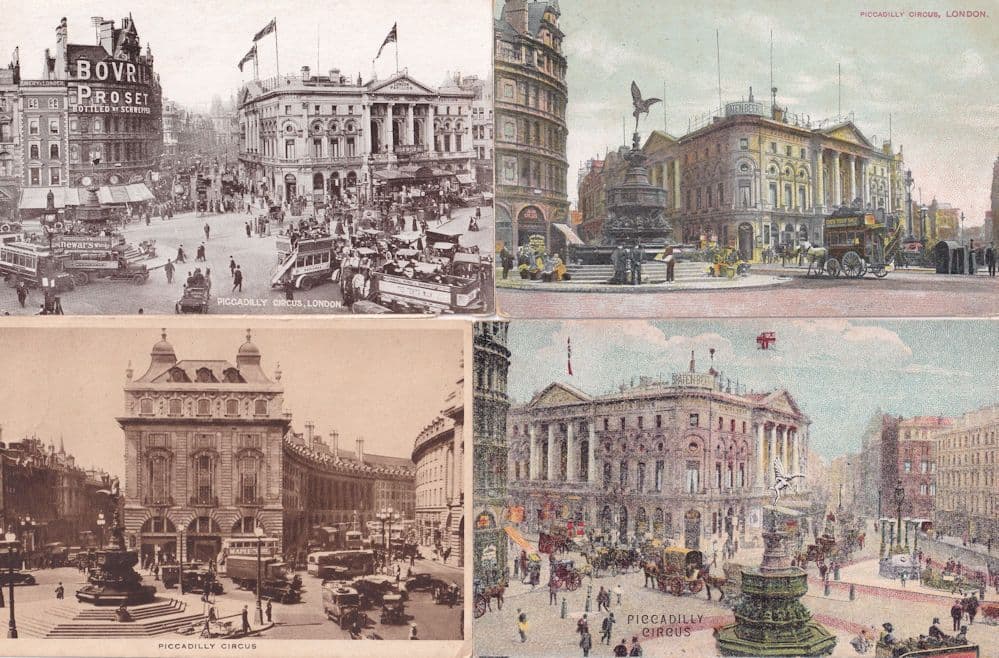 Piccadilly Circus 4x London Man With Painting 10th Man Film Postcard s