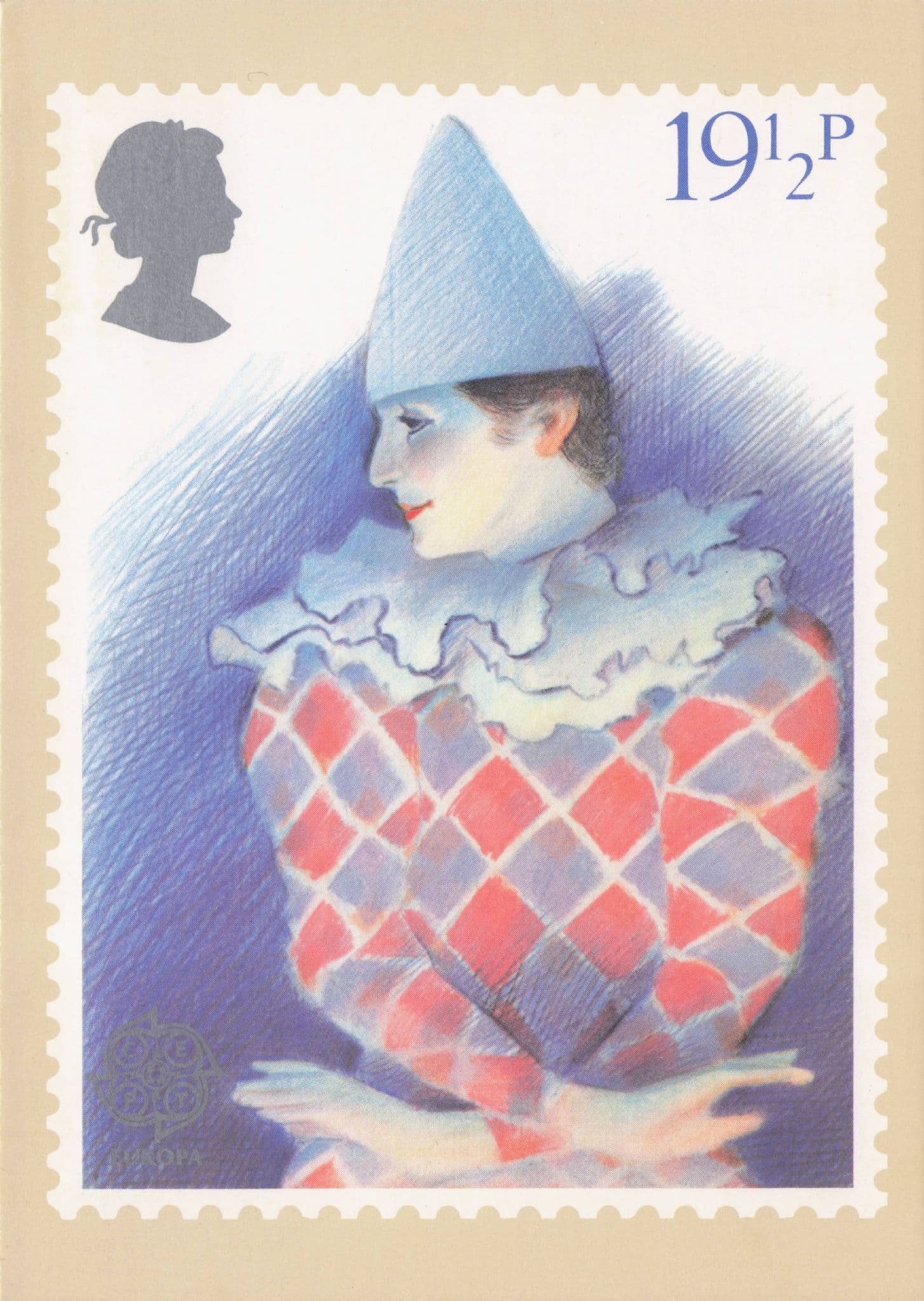 Pierrot Circus Clown Harlequin Royal Mail 1982 Stamp Ltd Postcard