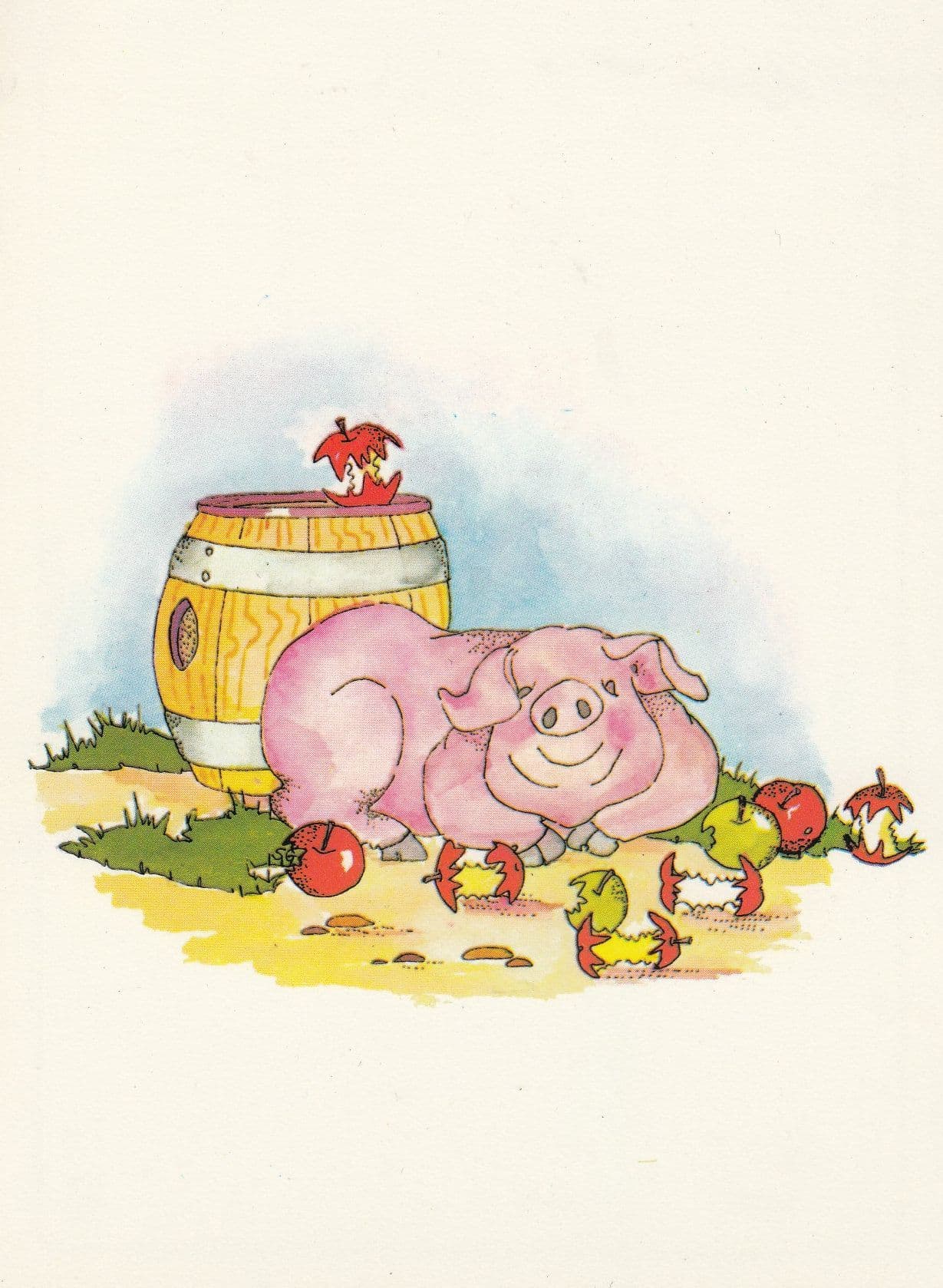 Pig Drinking Beer Drunk Comic Postcard