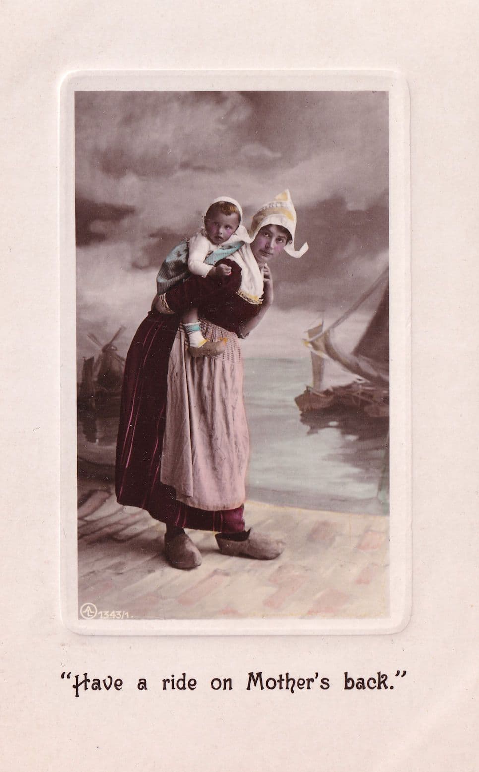 Piggy Back River Aristophot Antique Real Photo Postcard