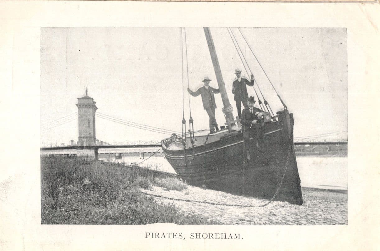 Pirates Ship Sailing At Shoreham Kent Antique Comic Old Postcard