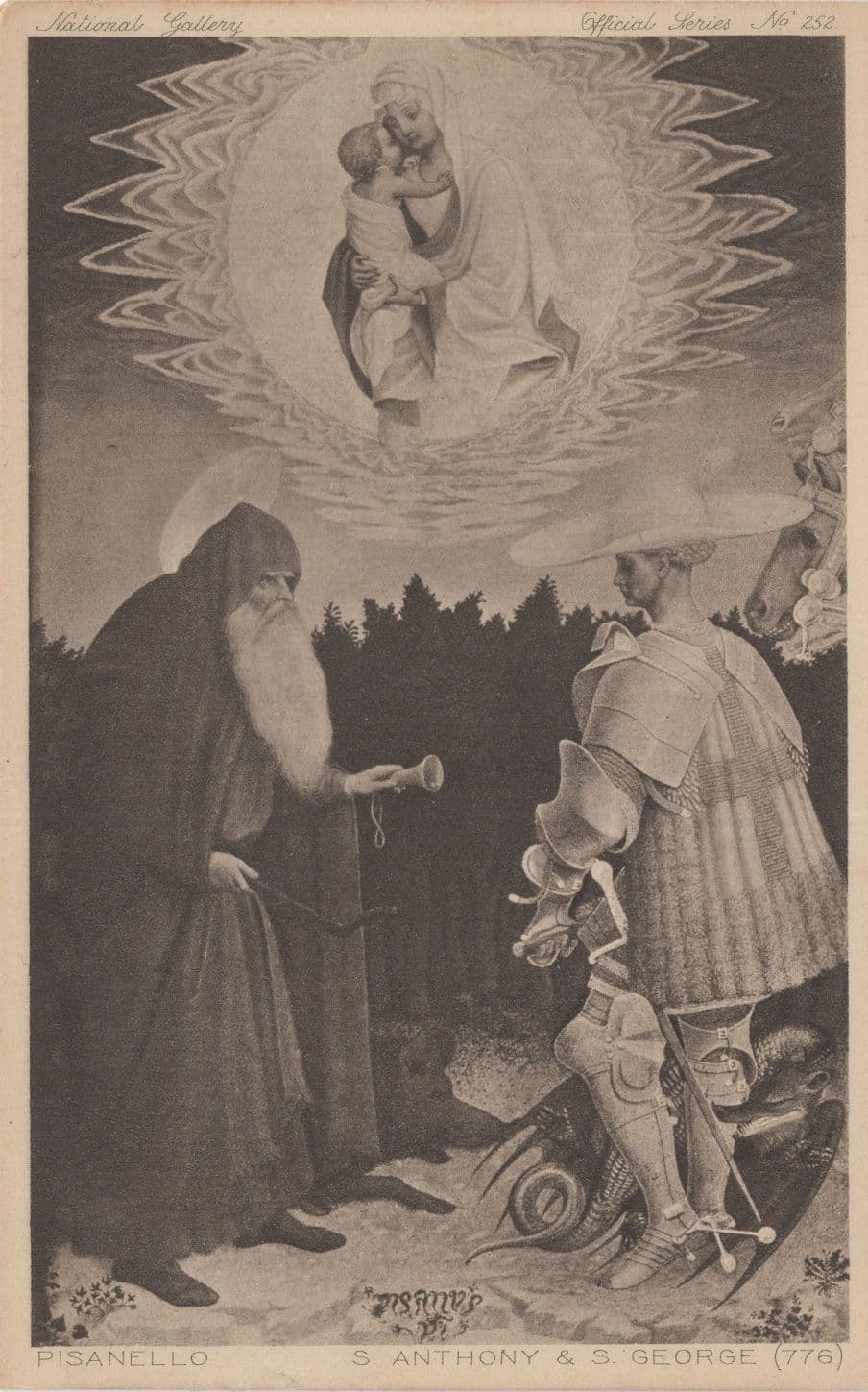 Pisanello Virgin & Child Saint Anthony Abbot & George Painting Postcard