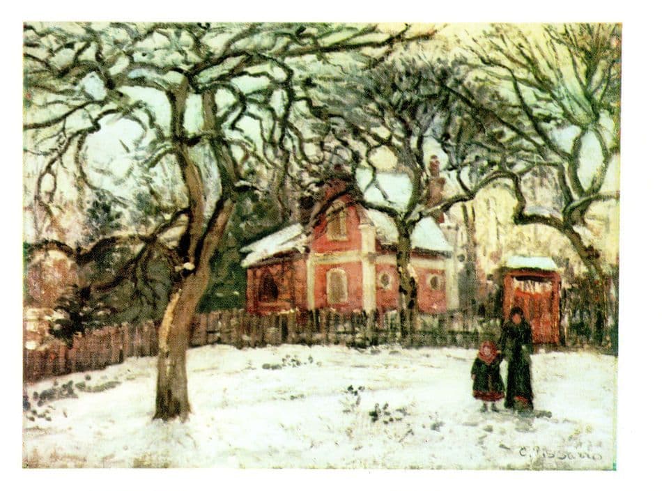 Pissarro Chestnut Trees at Louveciennes Painting Postcard
