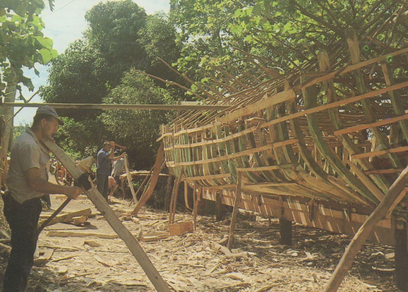 Pitcairn Island Naura Boat Building Queen Victoria Design Postcard