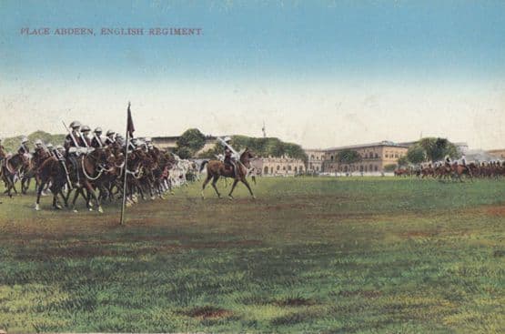 Place Abdeen English Regiment in Battle Cairo Egypt Antique Military Postcard