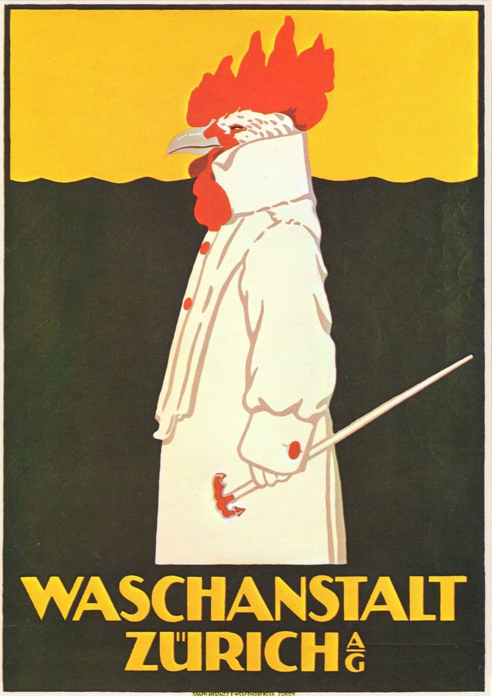Plakat De Waschanstalt Zurich Switzerland Hen Bird Zurich Advertising Postcard