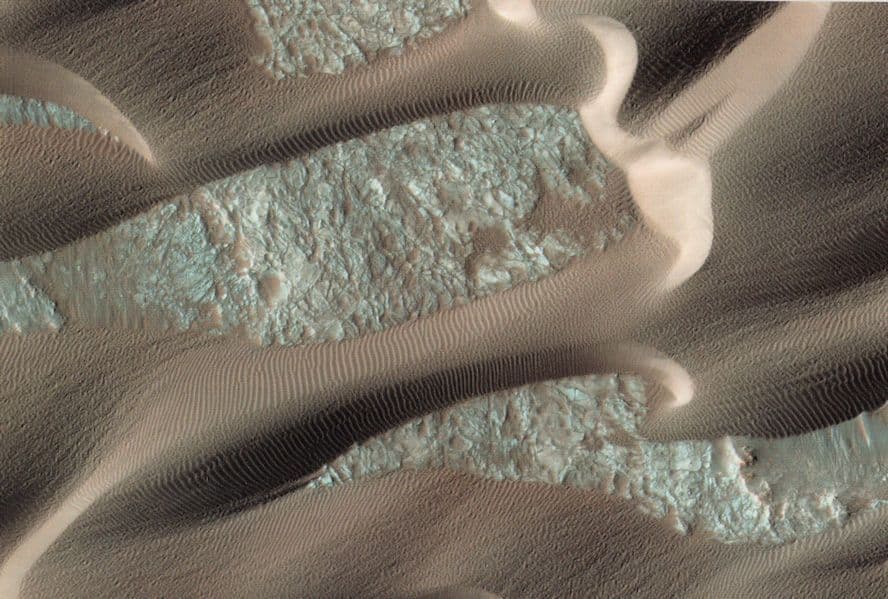 Planet Mars Volcanic Crater Reconnaissance Orbiter Spaceship Postcard