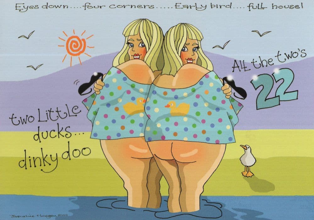 Playing Bingo Two XXX 22 Blonde Risque Ducks Game Eastbourne Comic Postcard